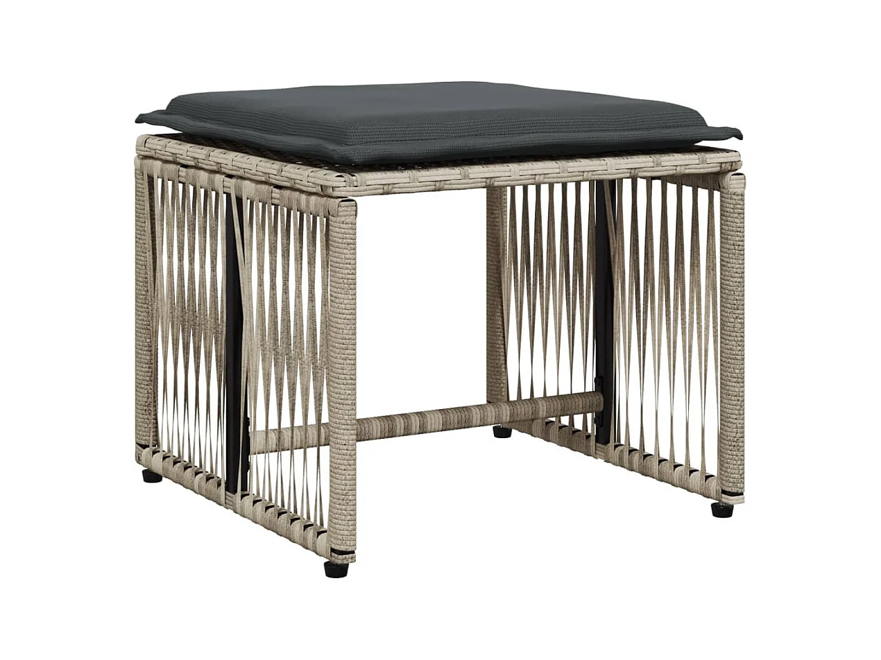 Cille  Ensemble à manger de jardin et coussins 7 pcs gris clair rotin