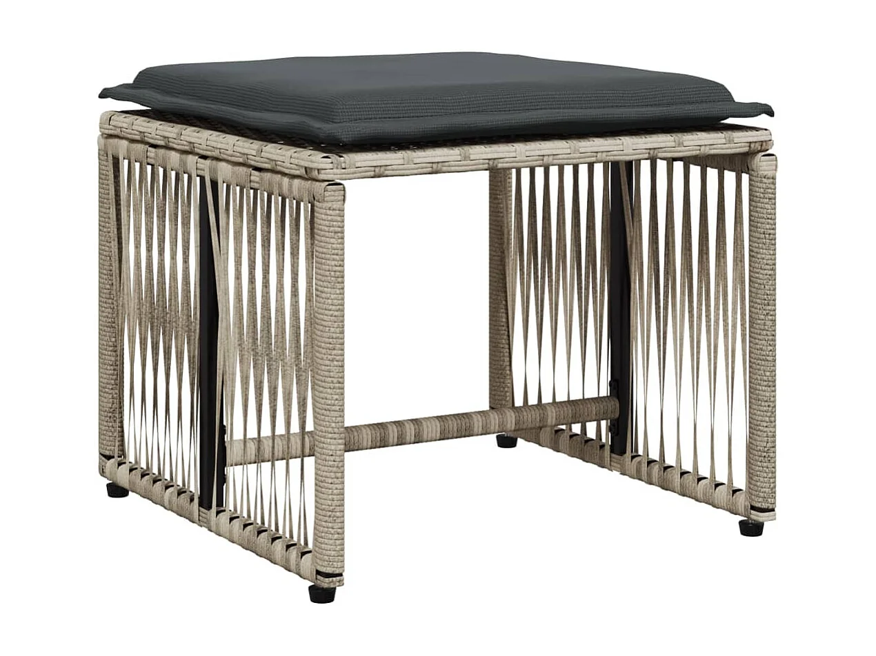 Cille  Ensemble à manger de jardin et coussins 7 pcs gris clair rotin