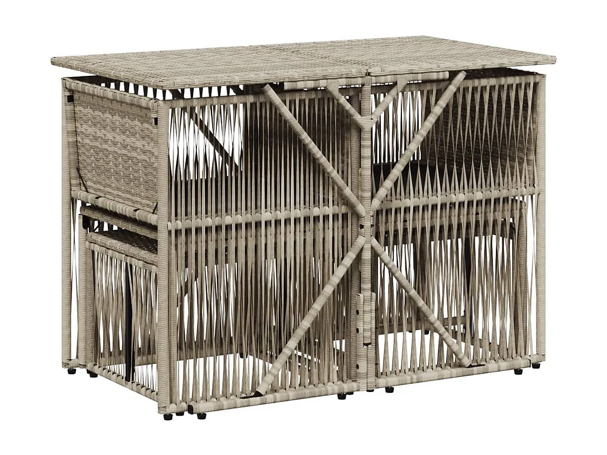 Cille  Ensemble à manger de jardin et coussins 7 pcs gris clair rotin