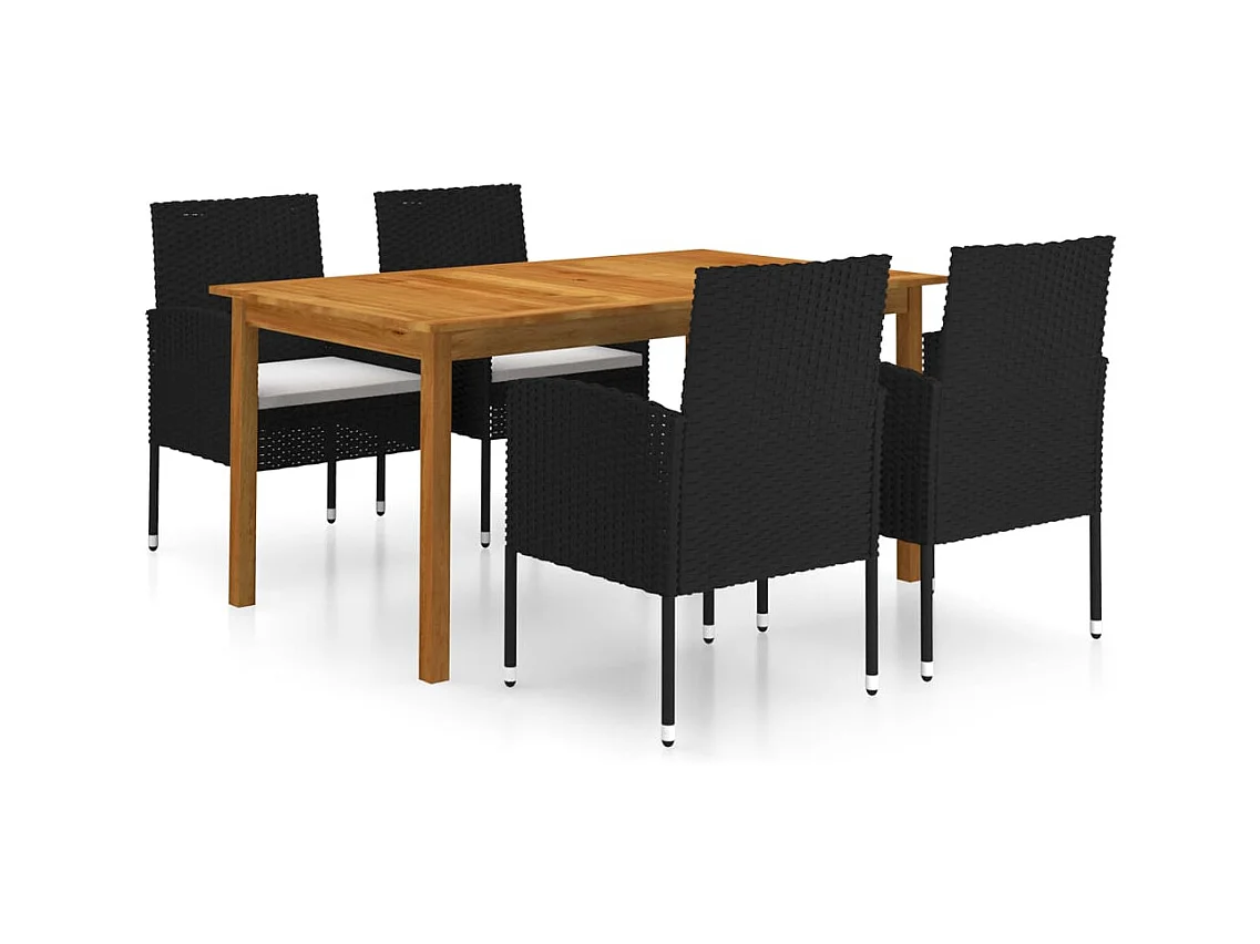 Josefina María  Juego de comedor para jardín de 5 piezas negro