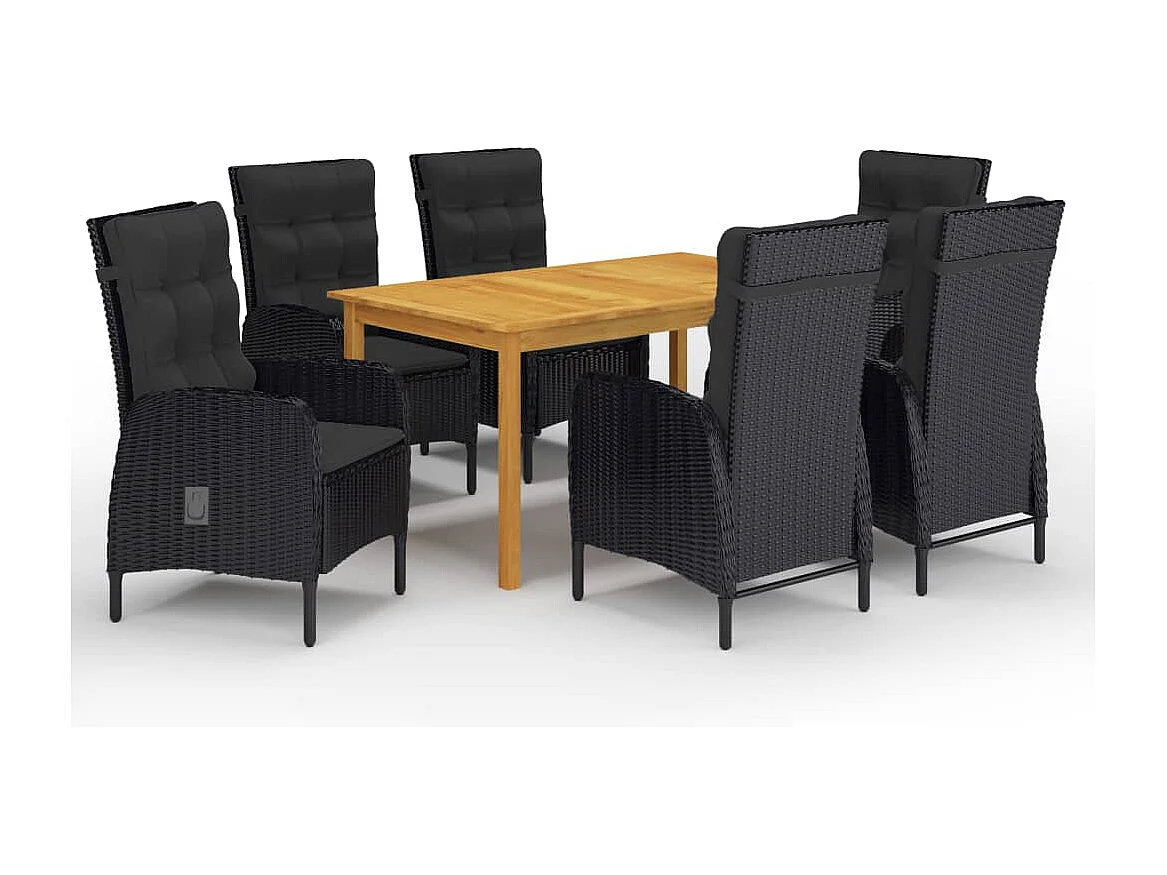 Brylin  Juego de comedor de jardín de 7 piezas negro