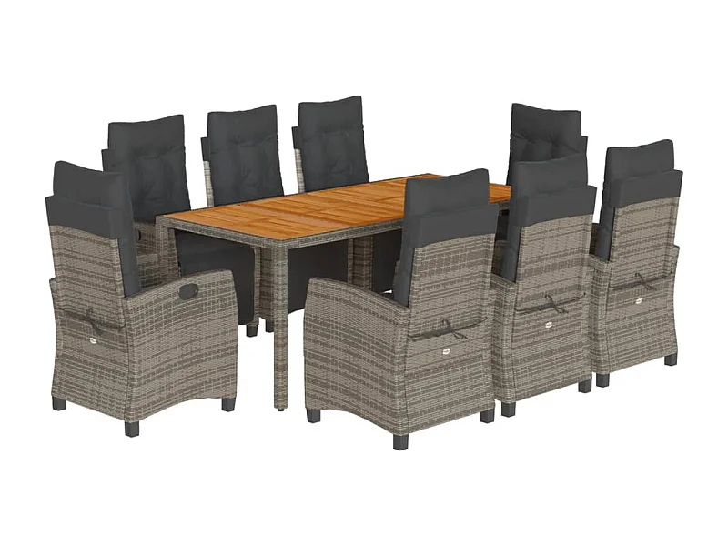 Torgryn  9-delige Tuinset met kussens poly rattan grijs