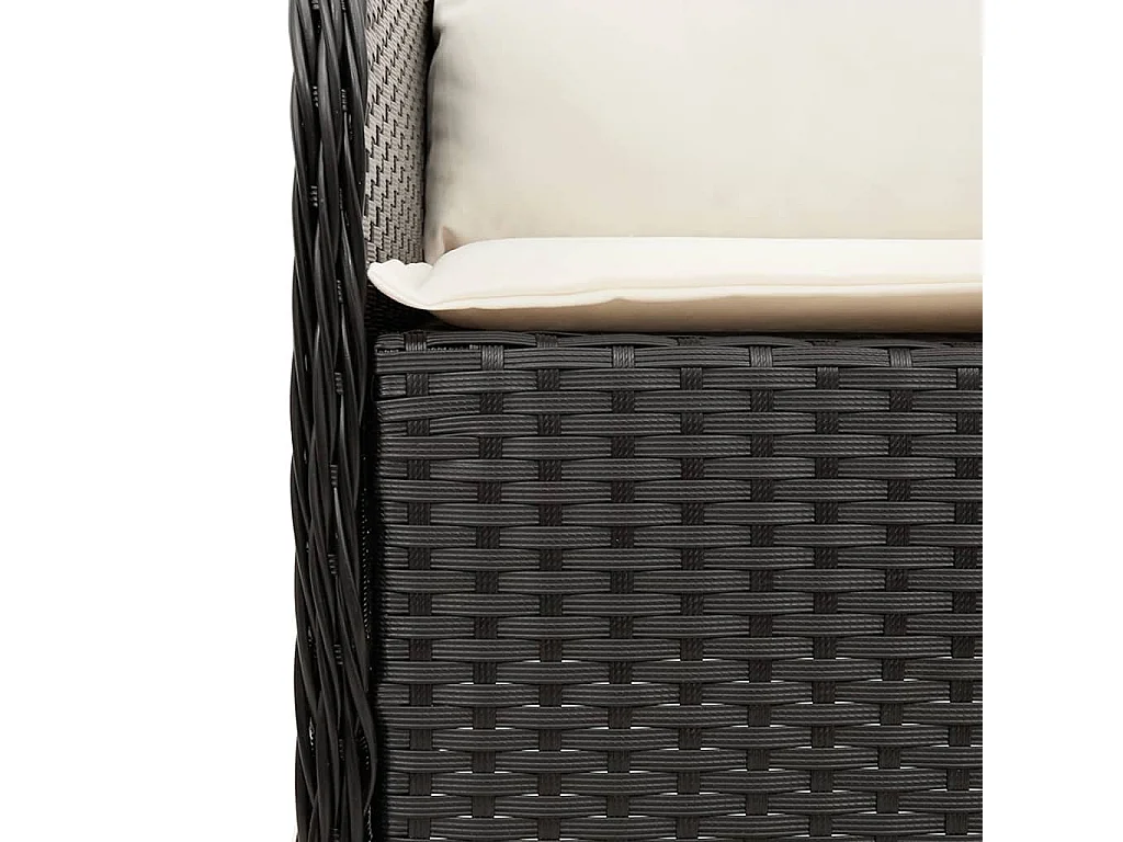Karlyn  Ensemble à manger de jardin coussins 7pcs Noir Résine tressée
