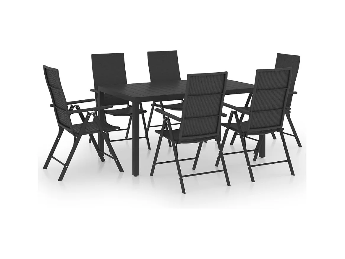 Garden Furniture -  Ensemble à manger de jardin 7 pcs noir
