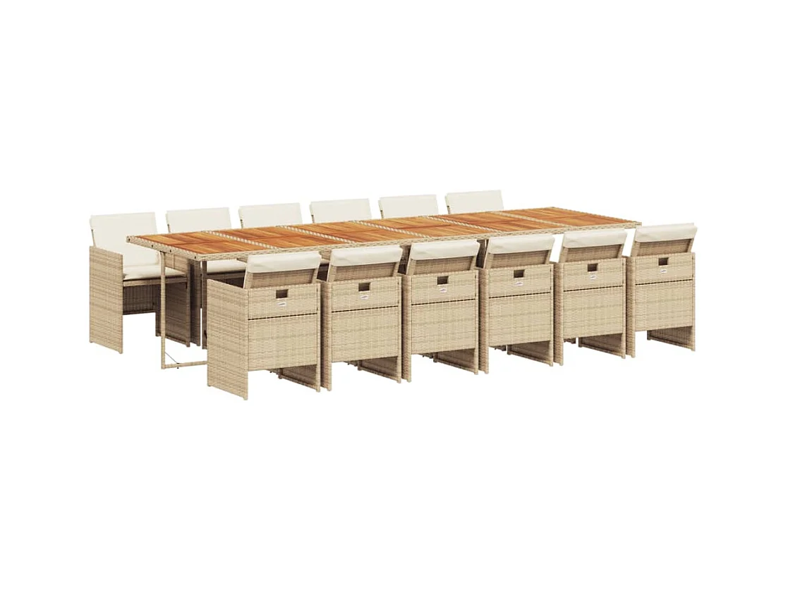 Ljungby  Ensemble à manger de jardin et coussins 13 pcs beige