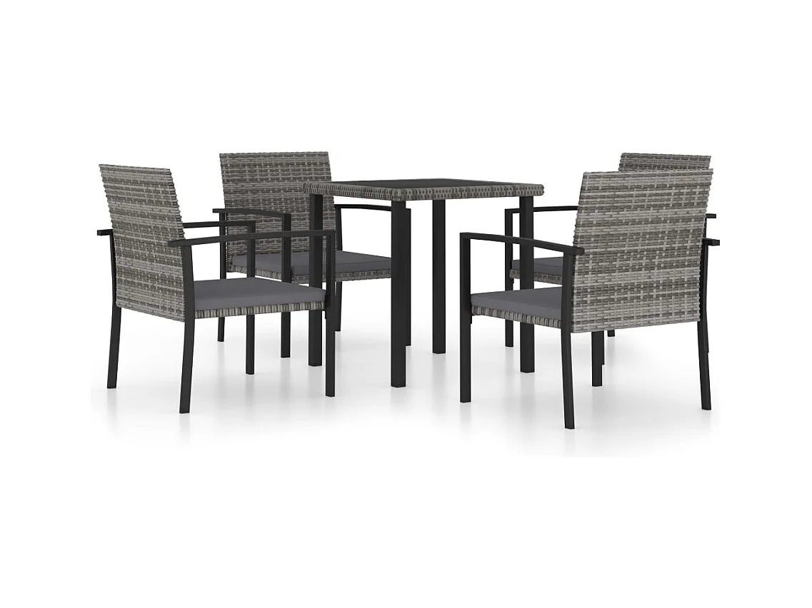 Vinderup  5-delige Tuinset poly rattan grijs