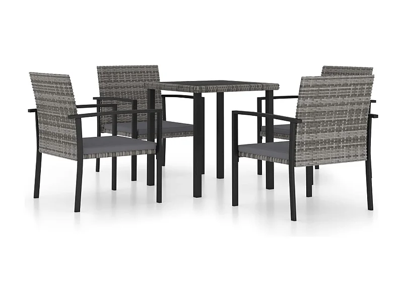 Vinderup  5-delige Tuinset poly rattan grijs