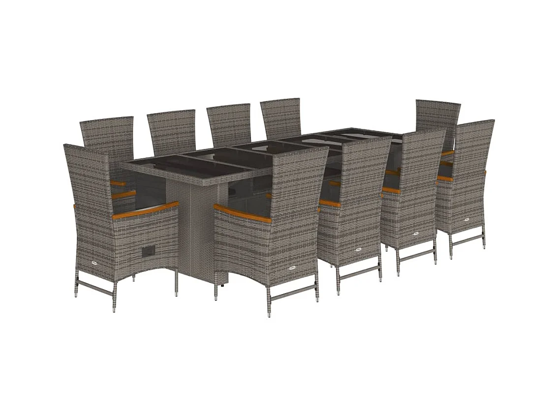 Blossburg  11-delige Tuinset met kussens poly rattan grijs