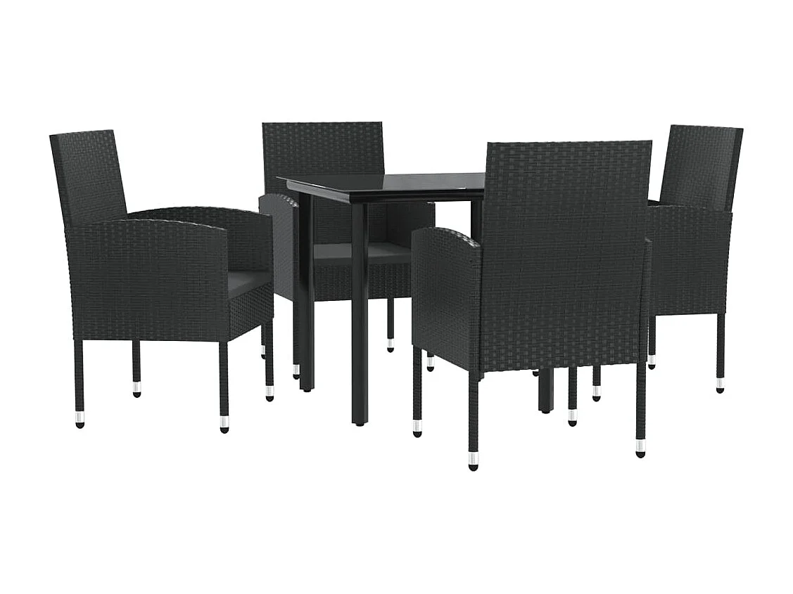Prolenta Premium -  Ensemble à manger de jardin 5 pcs noir résine tressée et acier