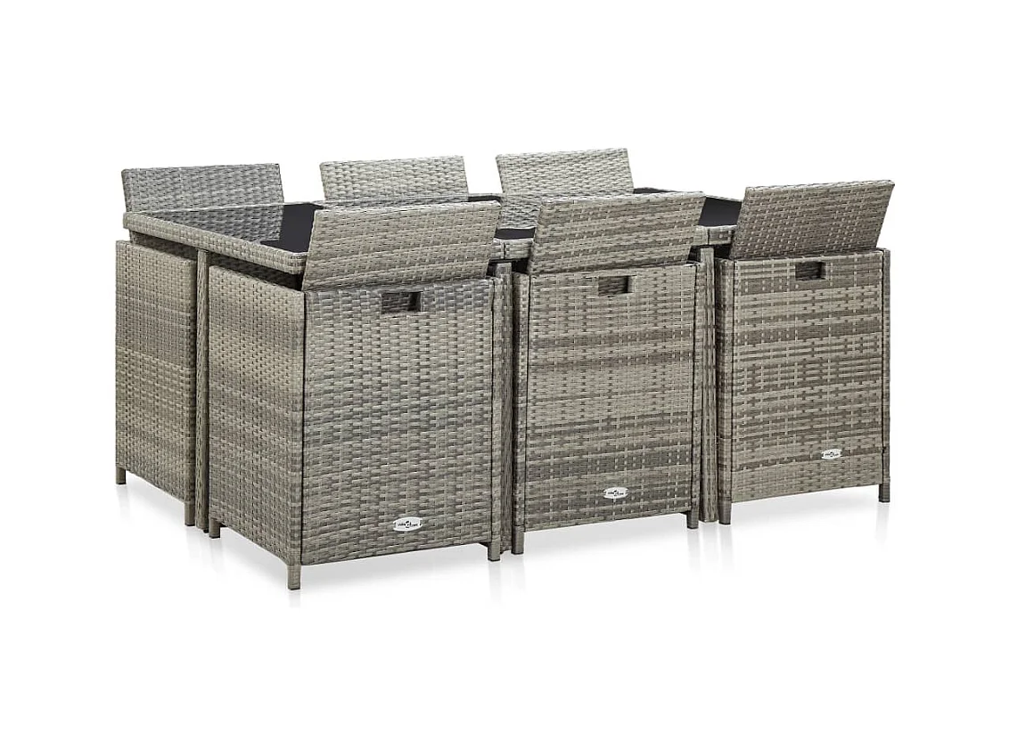 Chenoa  11-delige Tuinset met kussens poly rattan grijs
