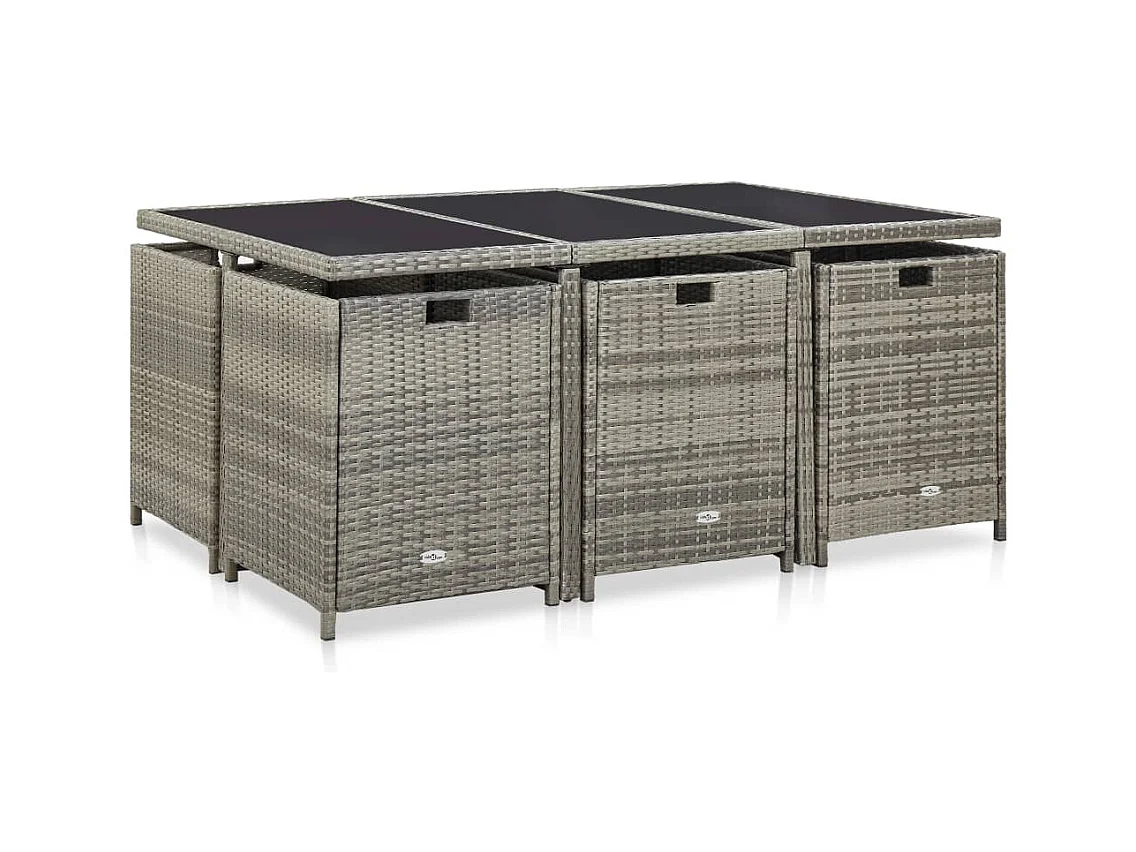 Chenoa  11-delige Tuinset met kussens poly rattan grijs