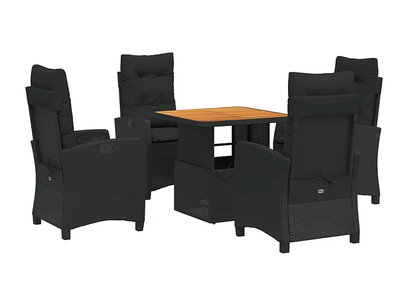 Isyra  5-delige Tuinset met kussens poly rattan zwart