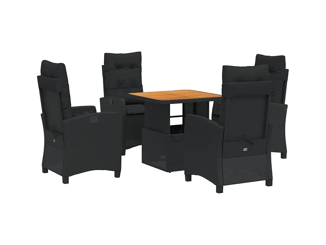 Isyra  Ensemble à manger de jardin coussins 5pcs Noir Résine tressée