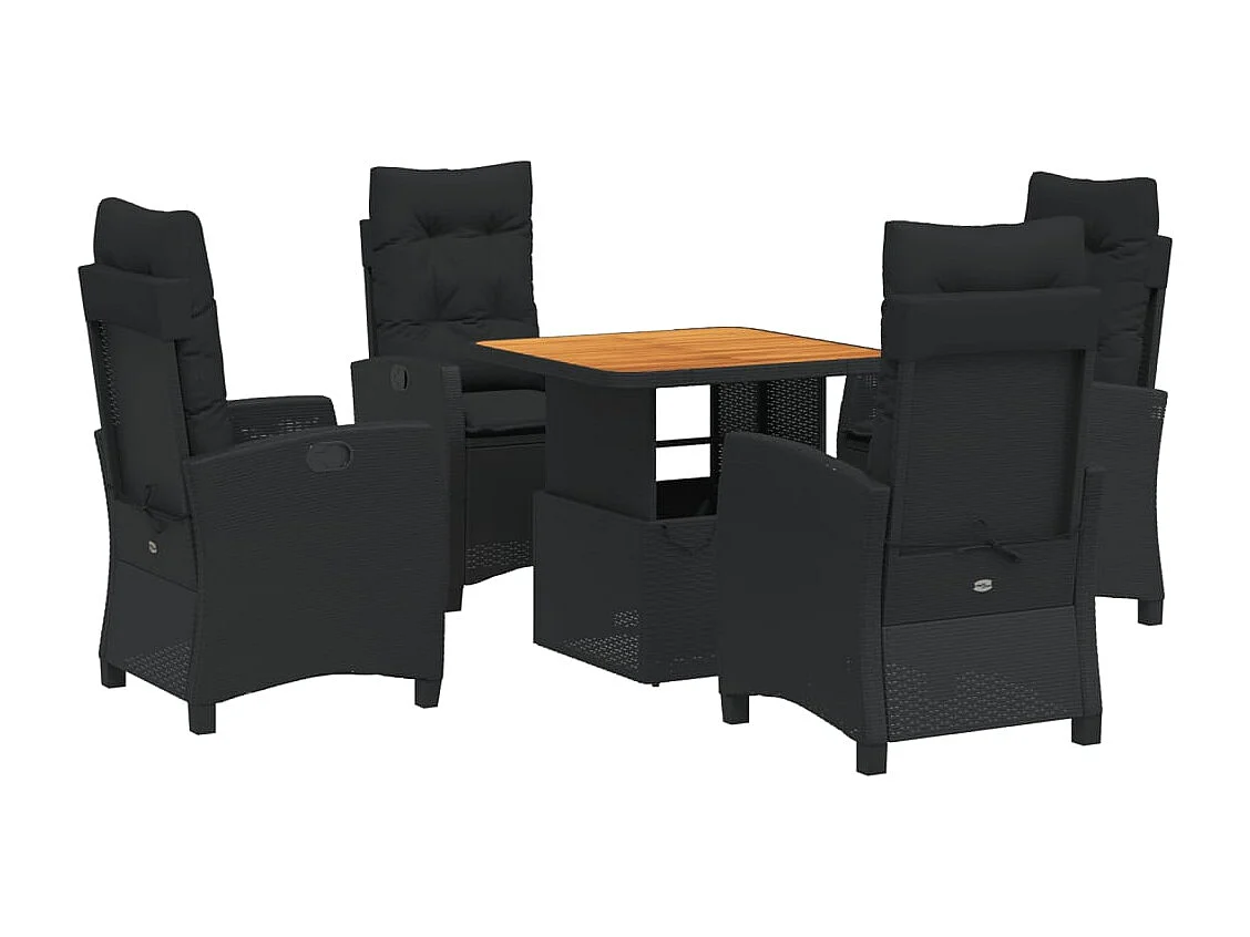 Isyra  Ensemble à manger de jardin coussins 5pcs Noir Résine tressée