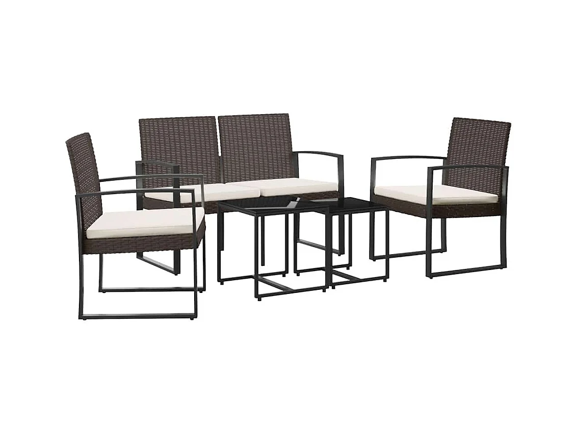 Ottavio  5-delige Tuinset met kussens polypropeen rattan bruin