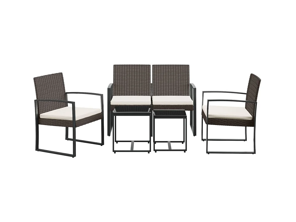 Ottavio  5-delige Tuinset met kussens polypropeen rattan bruin