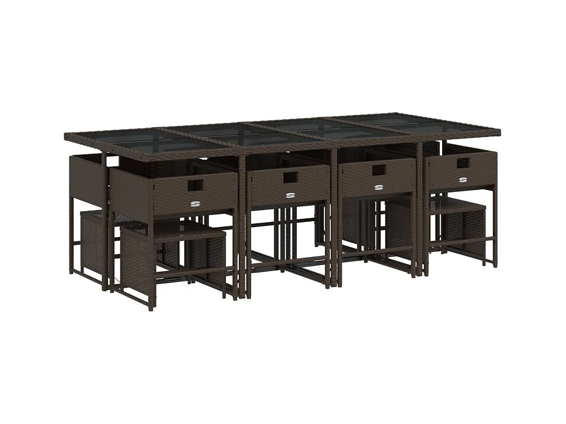 Kirkland  13-delige Tuinset met kussens poly rattan bruin