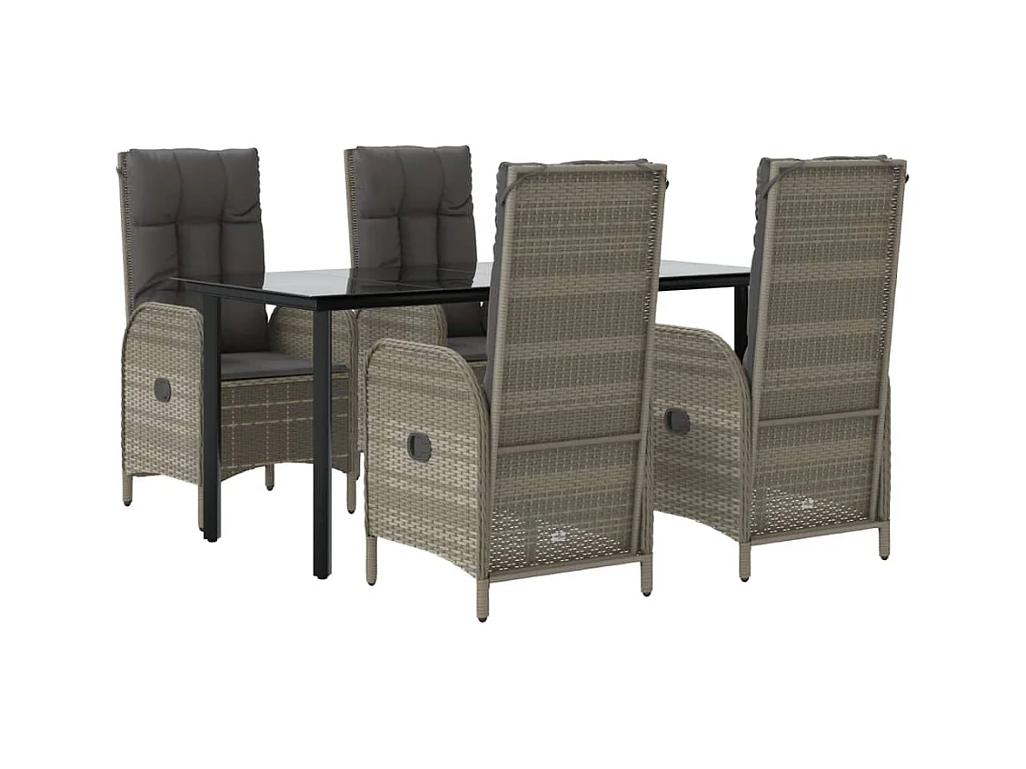 De Haan  Ensemble à manger de jardin coussins 5 pcs noir et gris