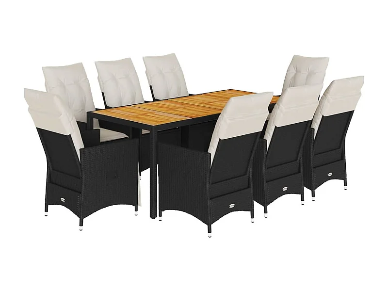 Carlisle  Ensemble à manger de jardin 9pcs coussins noir résine tressée