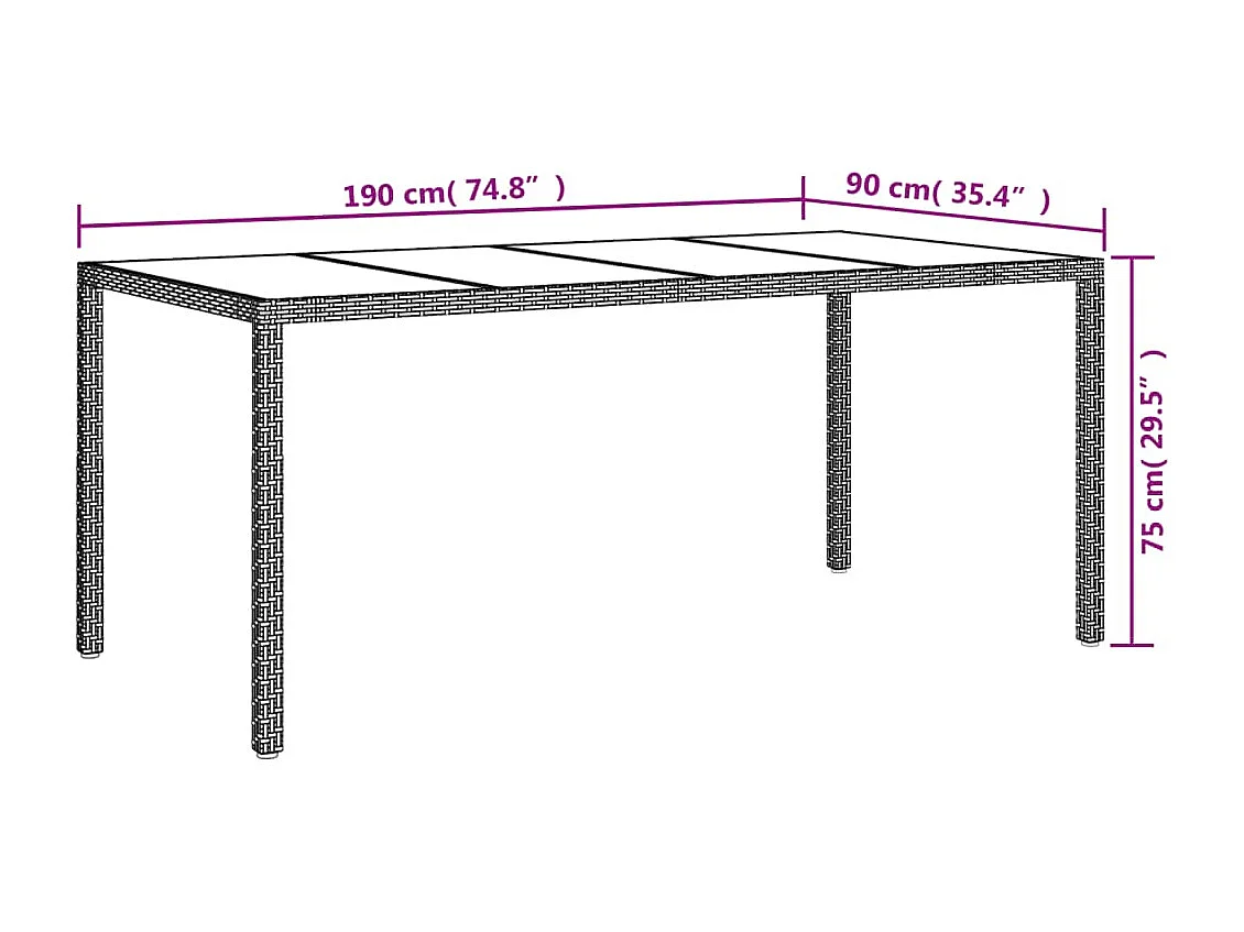 Vagnar  Set de comedor de jardín 9 pzas y cojines ratán sintético negro
