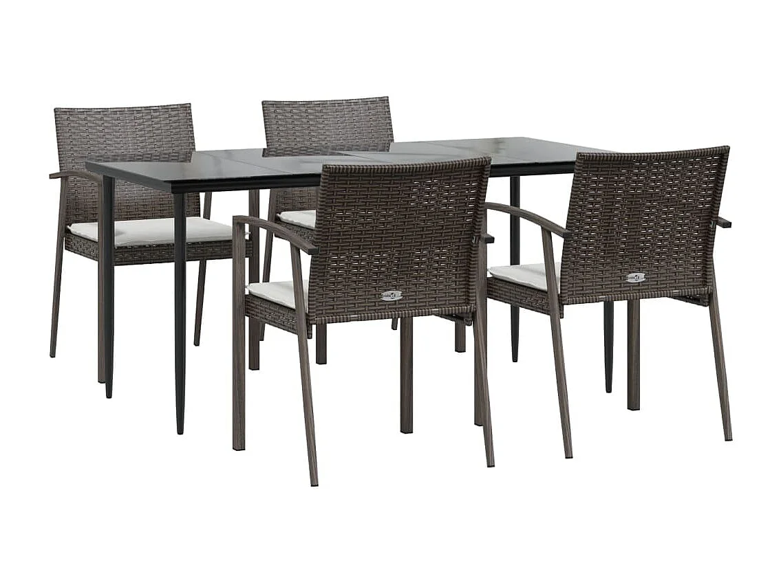 Bucyrus  Ensemble à manger de jardin 5 pcs coussins résine tressée acier