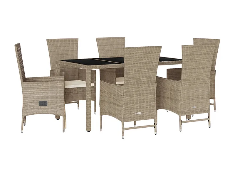 Barnesville  7-delige Tuinset met kussens poly rattan beige