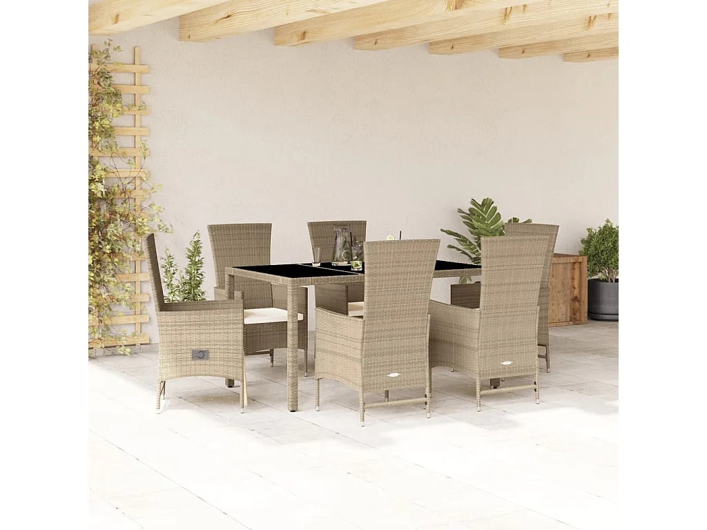 Barnesville  7-delige Tuinset met kussens poly rattan beige