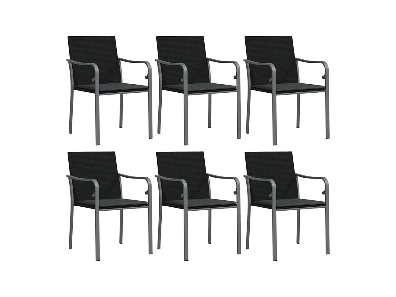 Leonie  Juego comedor jardín 7 piezas y cojines ratán sintético y acero