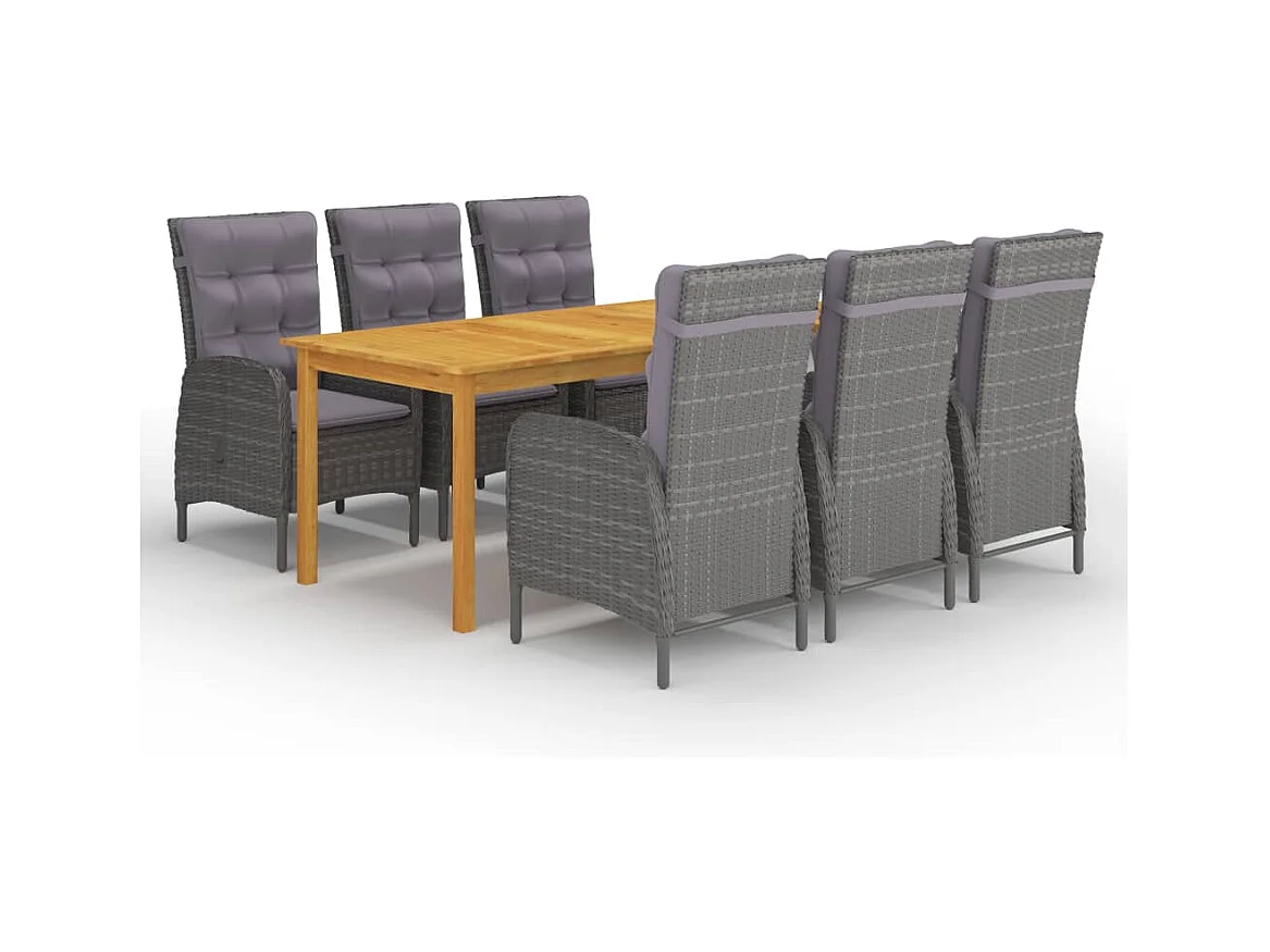 Davud  Ensemble à manger de jardin 7 pcs Gris