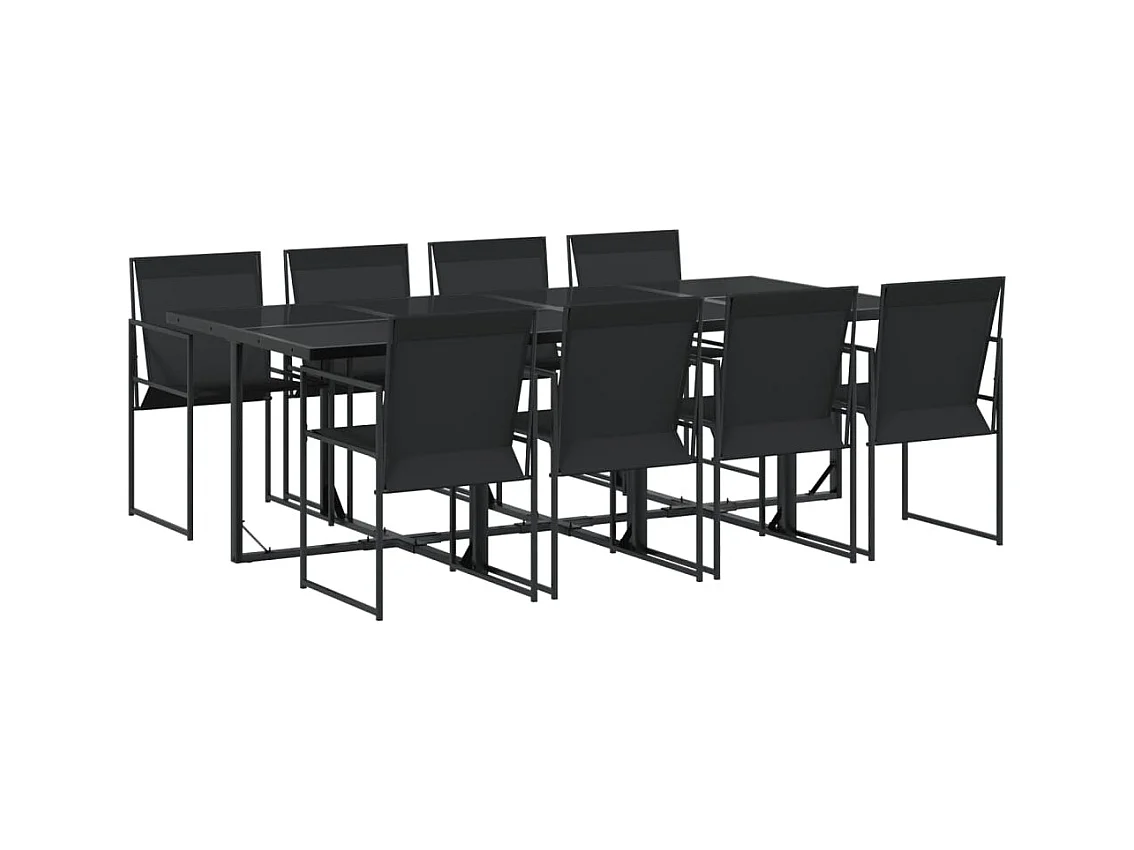 Suze  Juego de comedor para jardín 9 piezas textilene negro