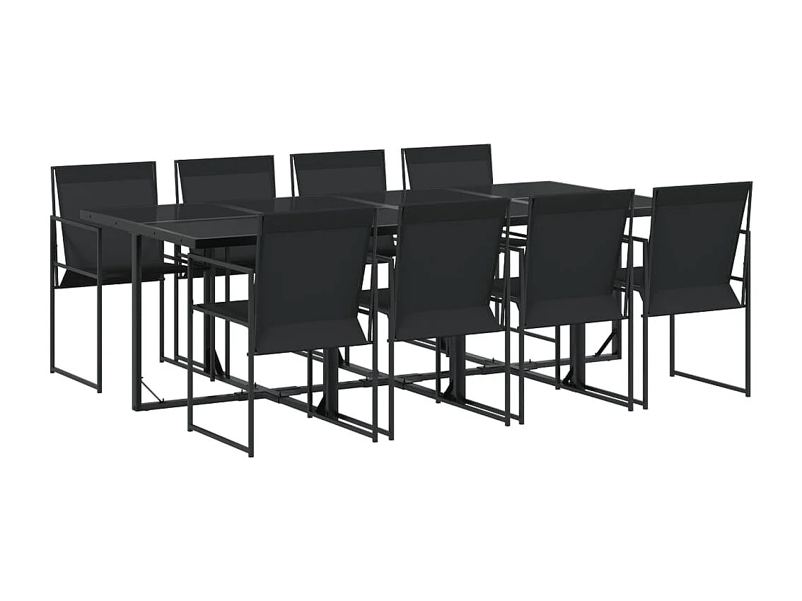 Suze  Ensemble à manger de jardin 9 pcs noir textilène