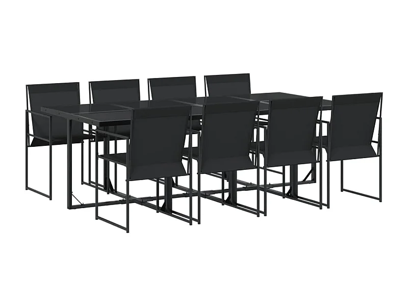 Suze  Ensemble à manger de jardin 9 pcs noir textilène