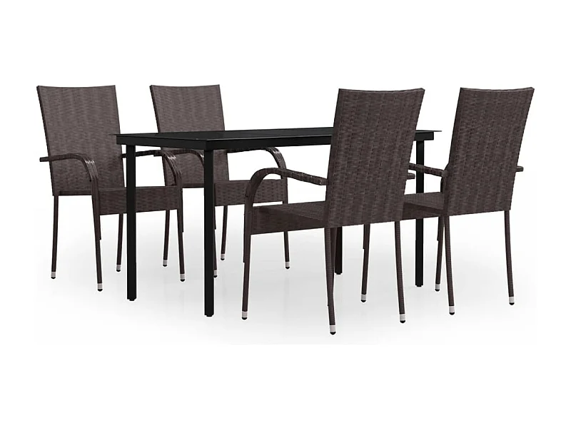 Stoughton  Ensemble à manger de jardin 5 pcs Marron et noir