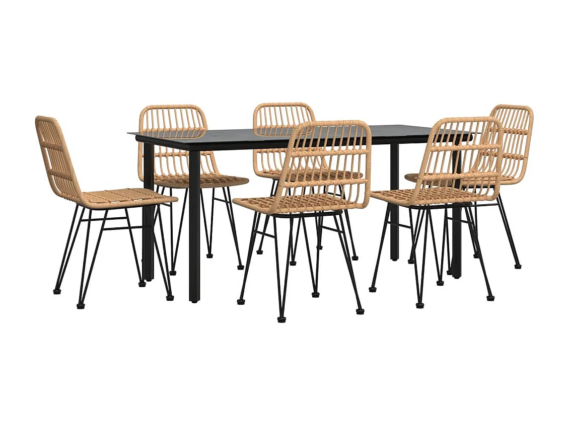 Ballyhaise  Ensemble à manger de jardin 7 pcs Résine tressée