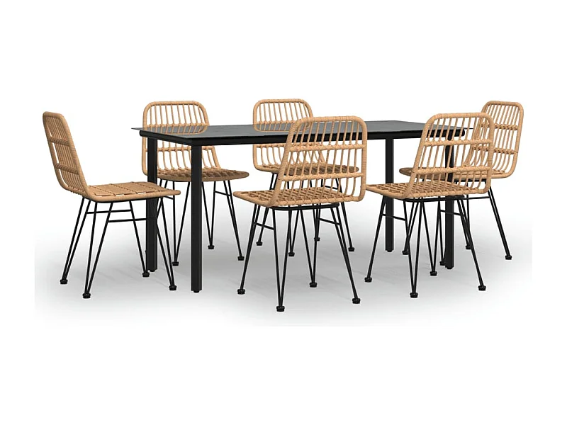 Ballyhaise  Ensemble à manger de jardin 7 pcs Résine tressée