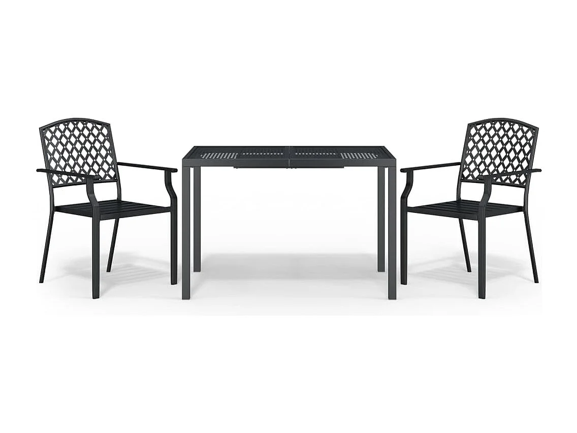 Prolenta Premium -  Juego de comedor de jardín 3 piezas acero gris antracita