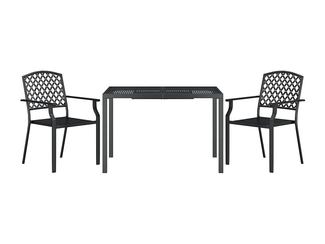 Prolenta Premium -  Juego de comedor de jardín 3 piezas acero gris antracita