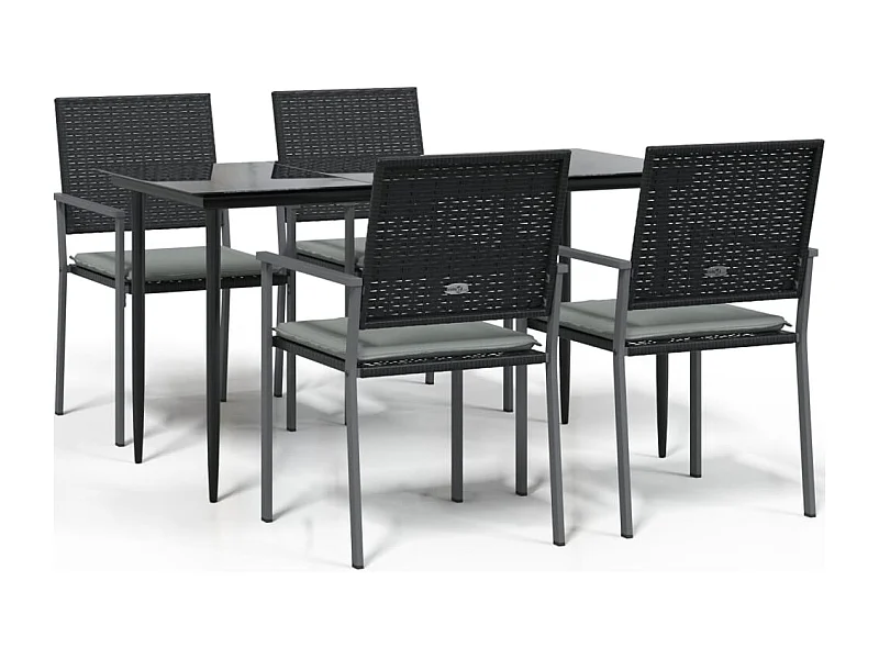 Croughevoe  Ensemble à manger de jardin 5 pcs coussins résine tressée acier