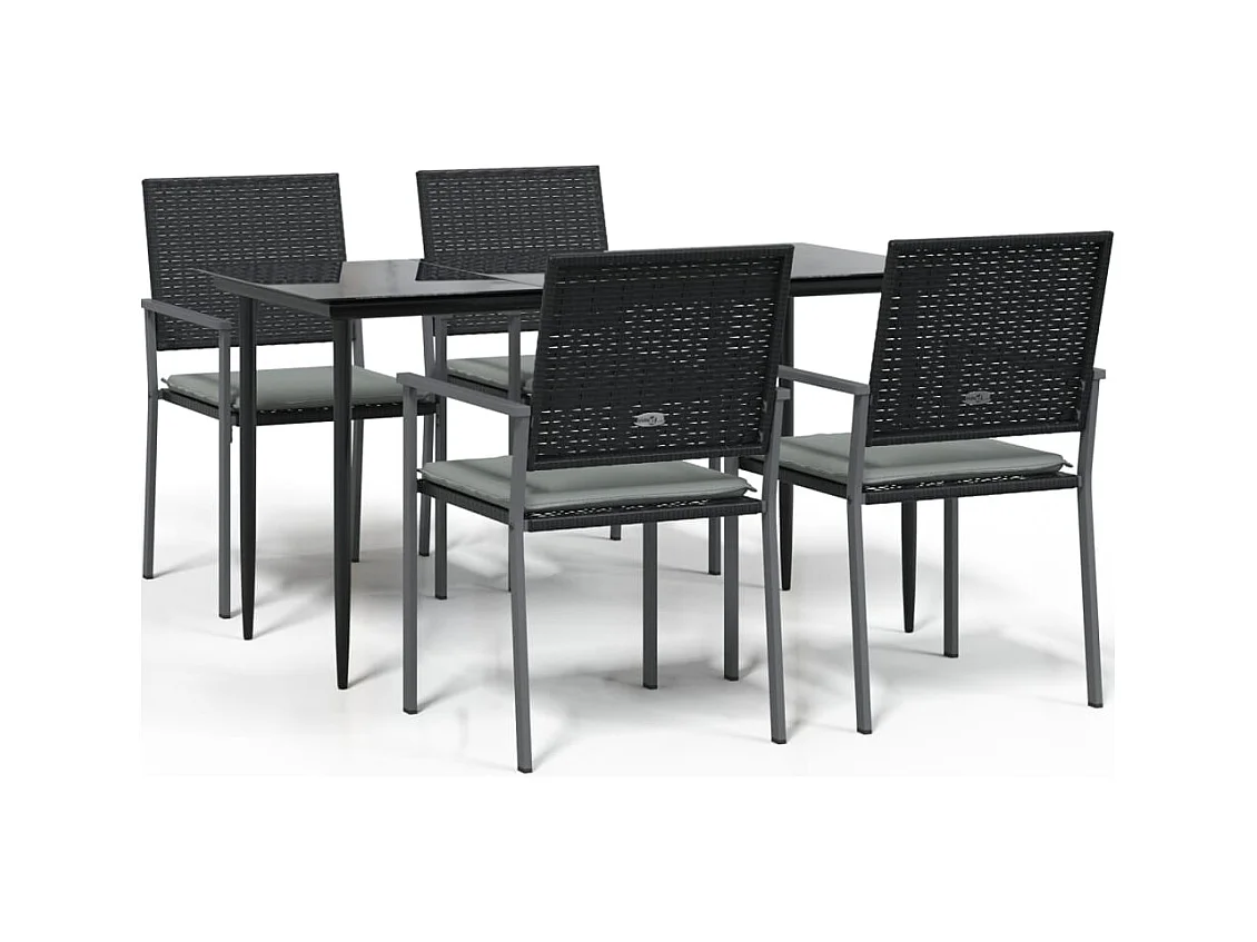 Croughevoe  Ensemble à manger de jardin 5 pcs coussins résine tressée acier