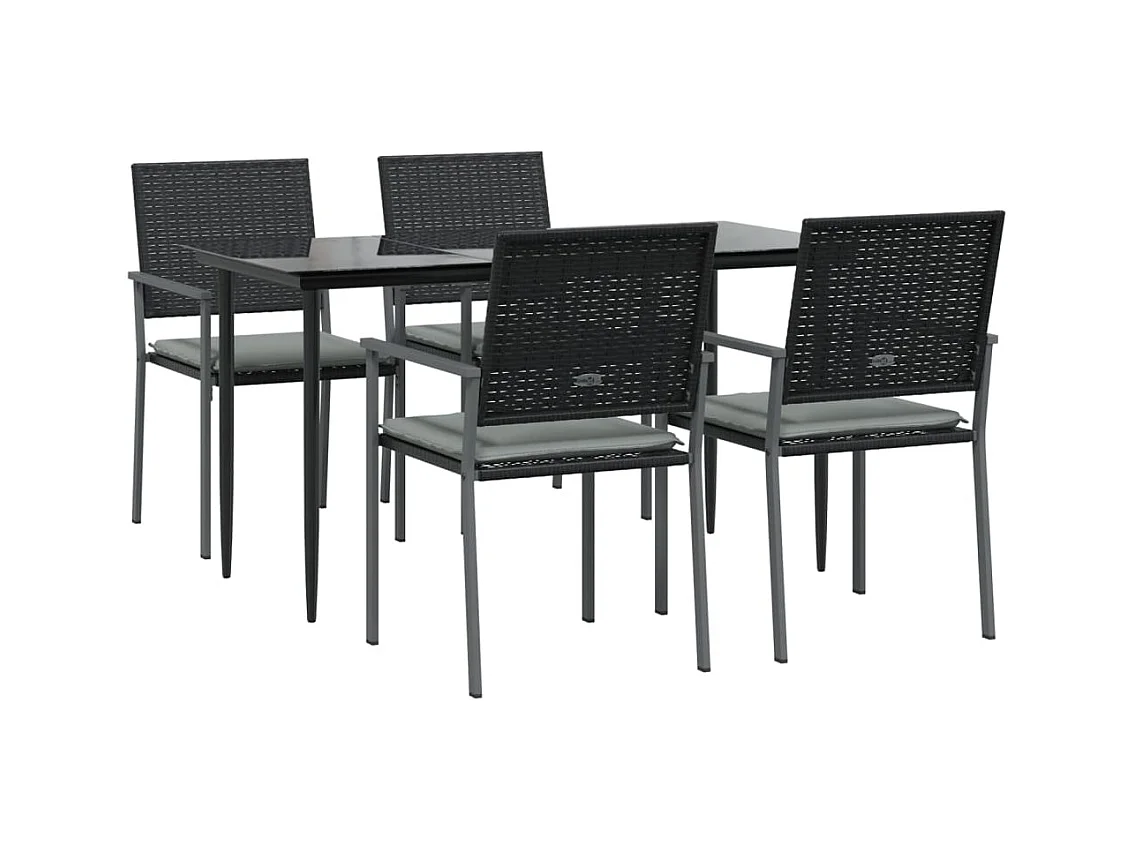 Croughevoe  Ensemble à manger de jardin 5 pcs coussins résine tressée acier