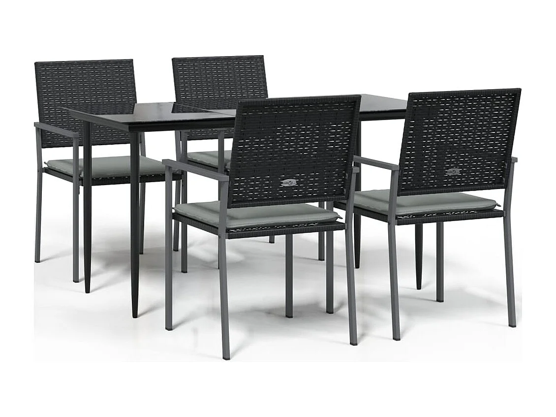 Croughevoe  Ensemble à manger de jardin 5 pcs coussins résine tressée acier