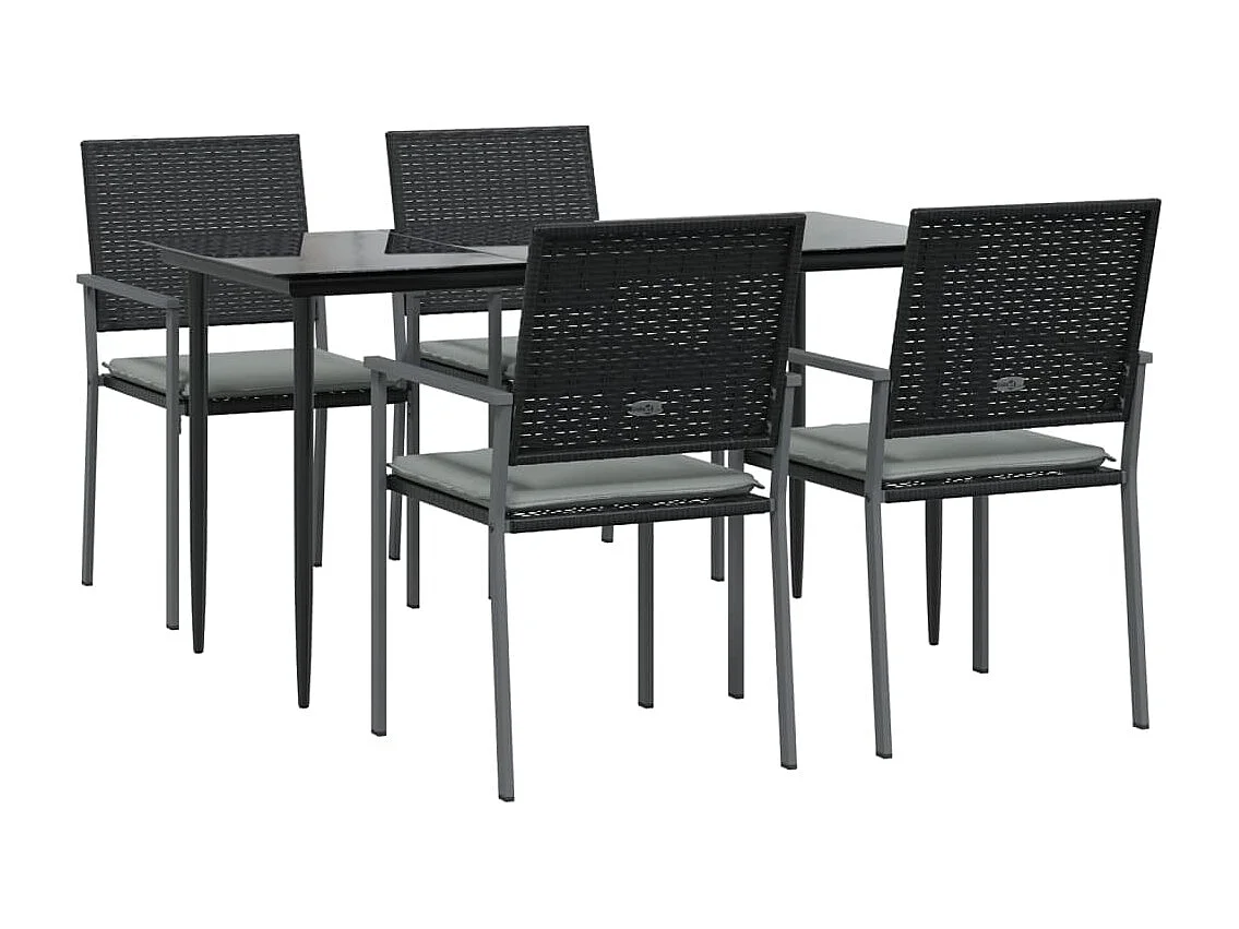 Croughevoe  Ensemble à manger de jardin 5 pcs coussins résine tressée acier