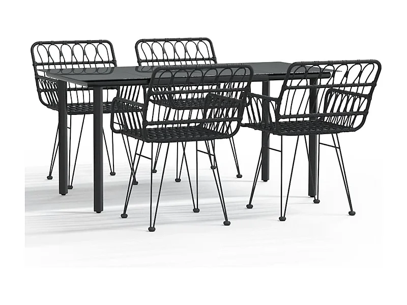 Francisca  5-delige Tuinset poly rattan zwart