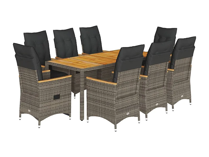 Staunton  9-delige Tuinset met kussens poly rattan grijs
