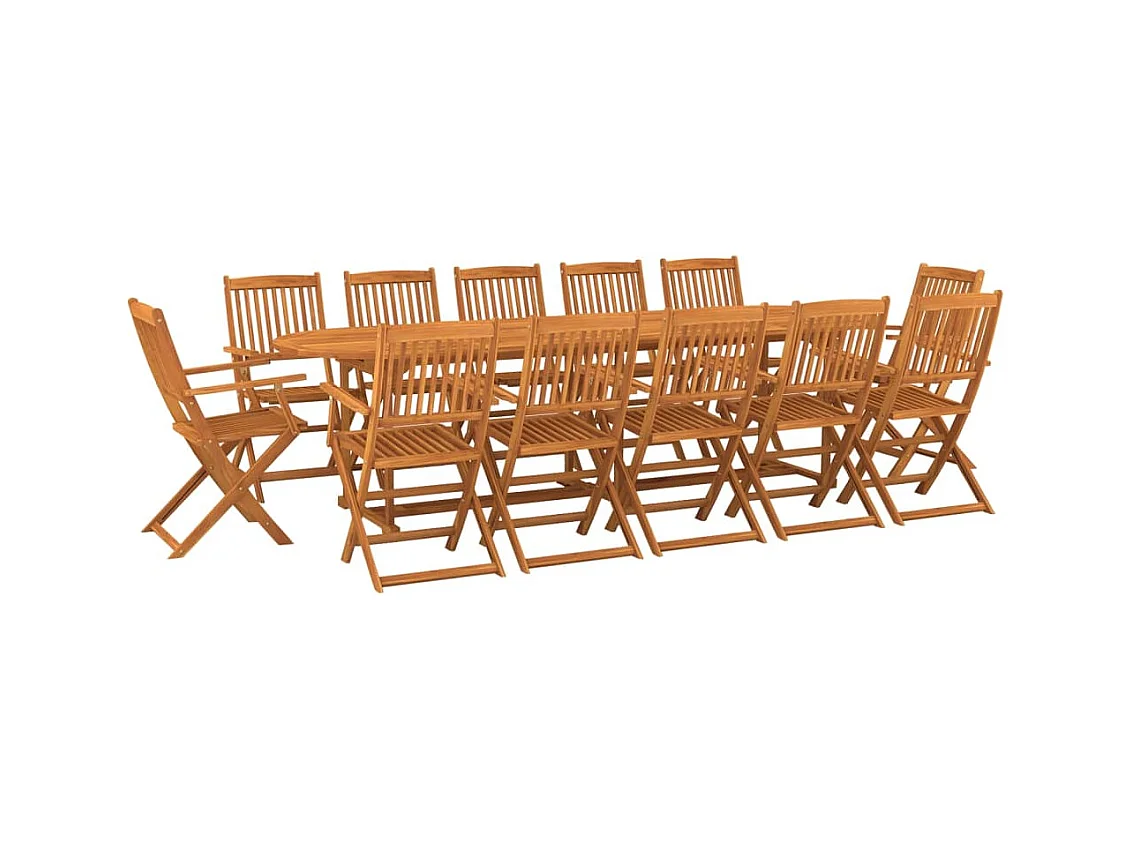 Gideon  Set comedor de jardín 13piezas madera maciza acacia 280x90x75cm