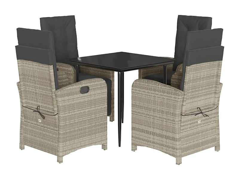 Westlake Village  5-delige Tuinset met kussens poly rattan lichtgrijs