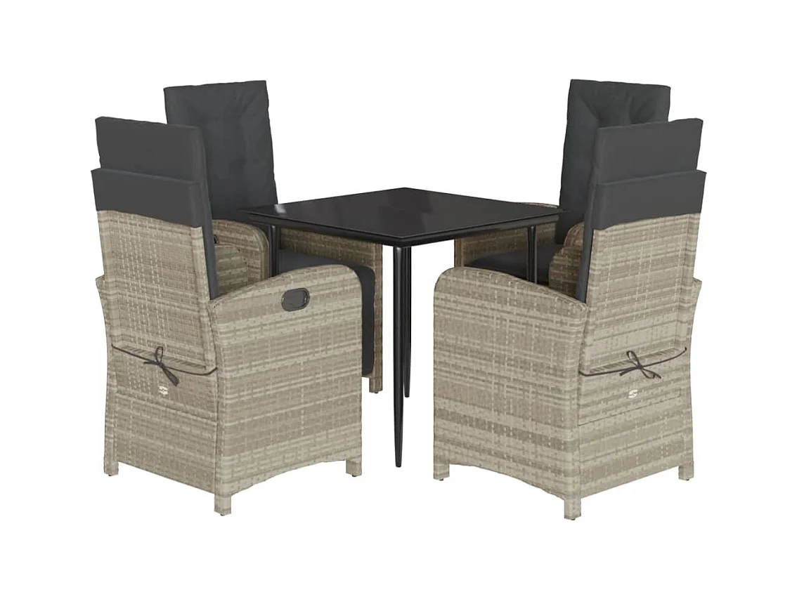 Westlake Village  5-delige Tuinset met kussens poly rattan lichtgrijs