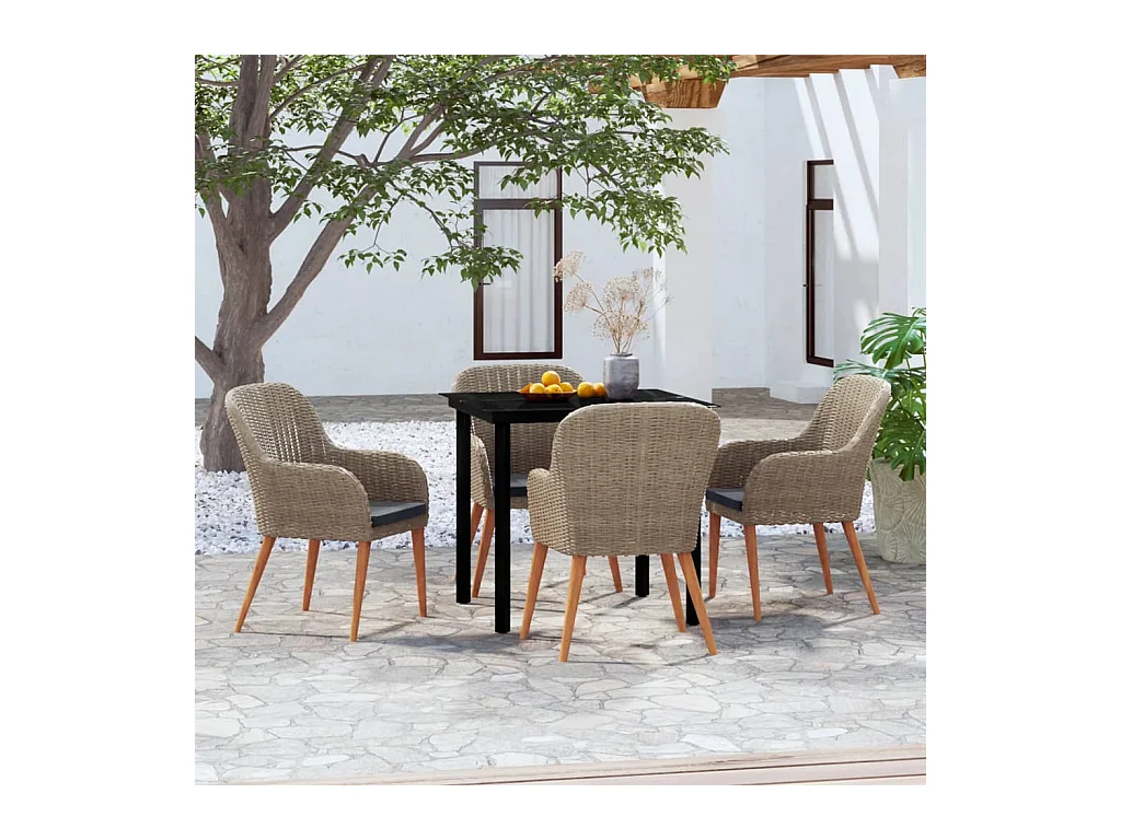 Zevrik  5-delige Tuinset met kussens bruin