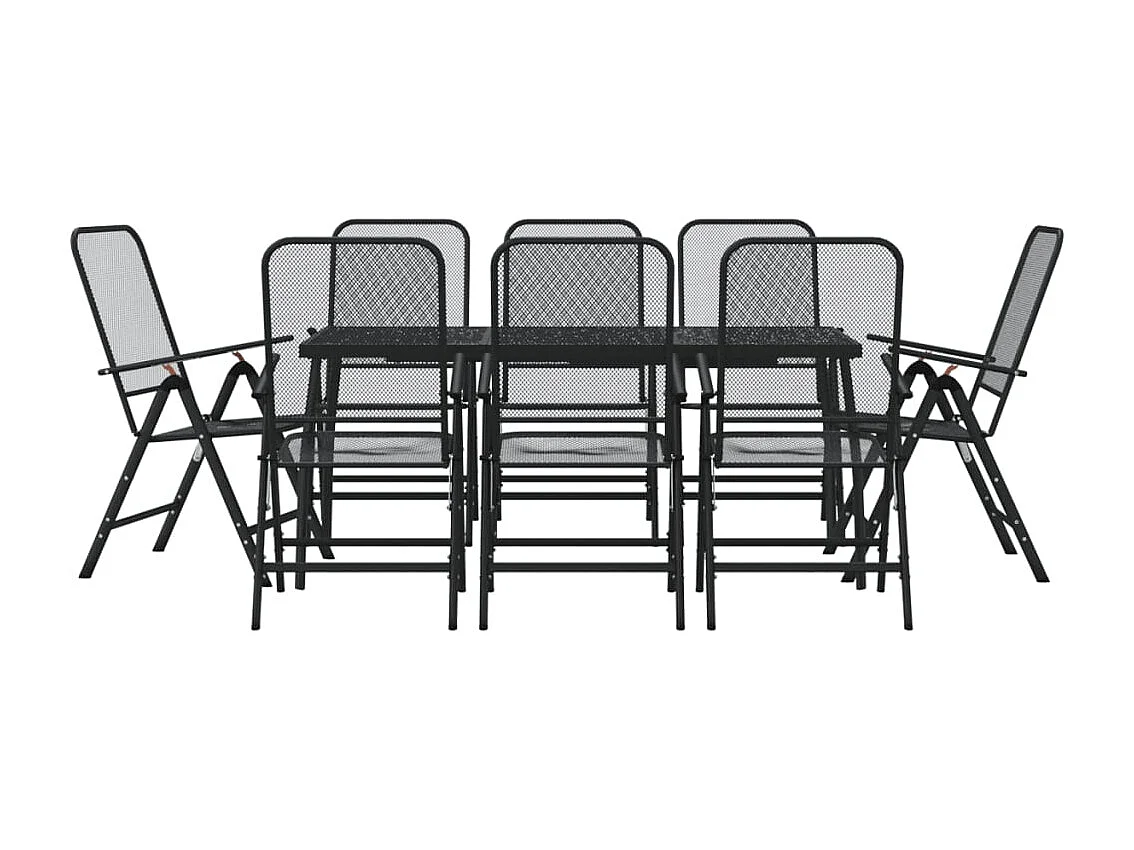 Jenneke  Ensemble à manger de jardin 9 pcs anthracite métal maille