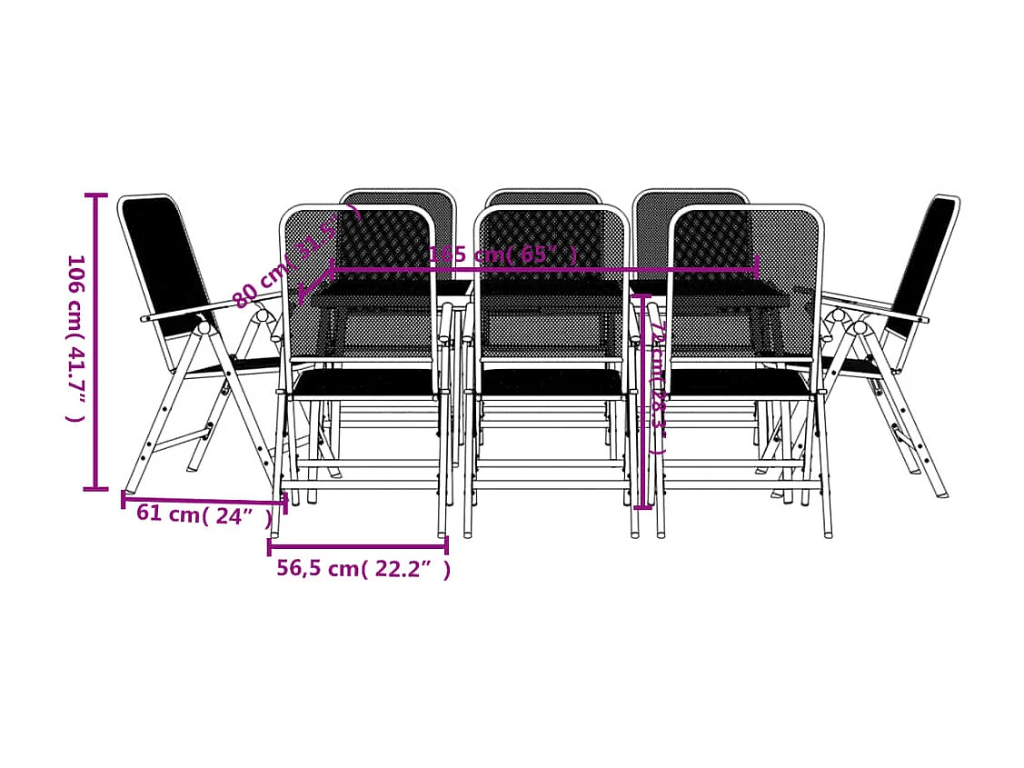 Jenneke  Ensemble à manger de jardin 9 pcs anthracite métal maille